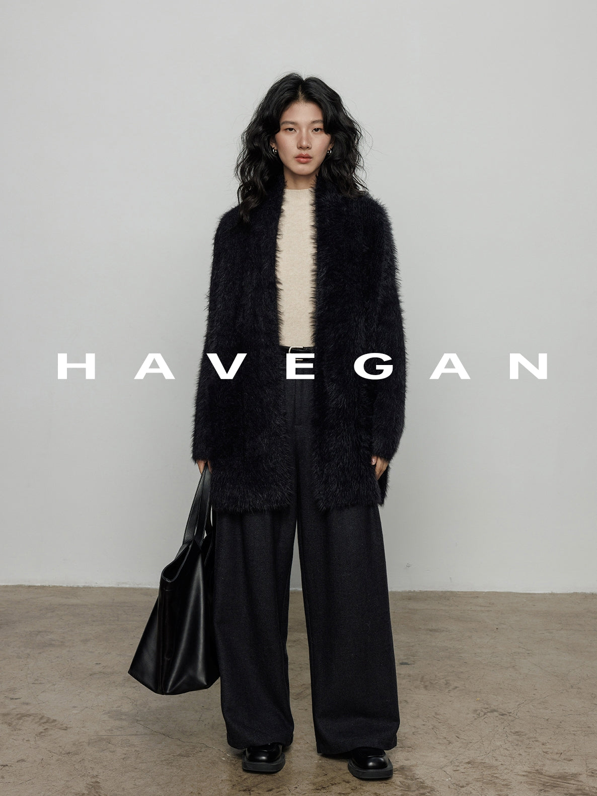 無領抓絨長版開襟衫_BDHL7971