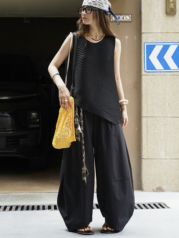 Irregular Round Neck Sleeveless Tops_BDHL7627