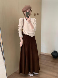 High Waist Slim Pleated Skirt_BDHL7055