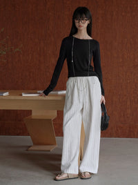 Striped Loose Wide Pants_BDHL6213