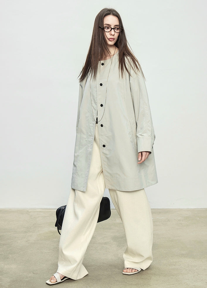 Collarless Long Windbreaker_BDHL7102