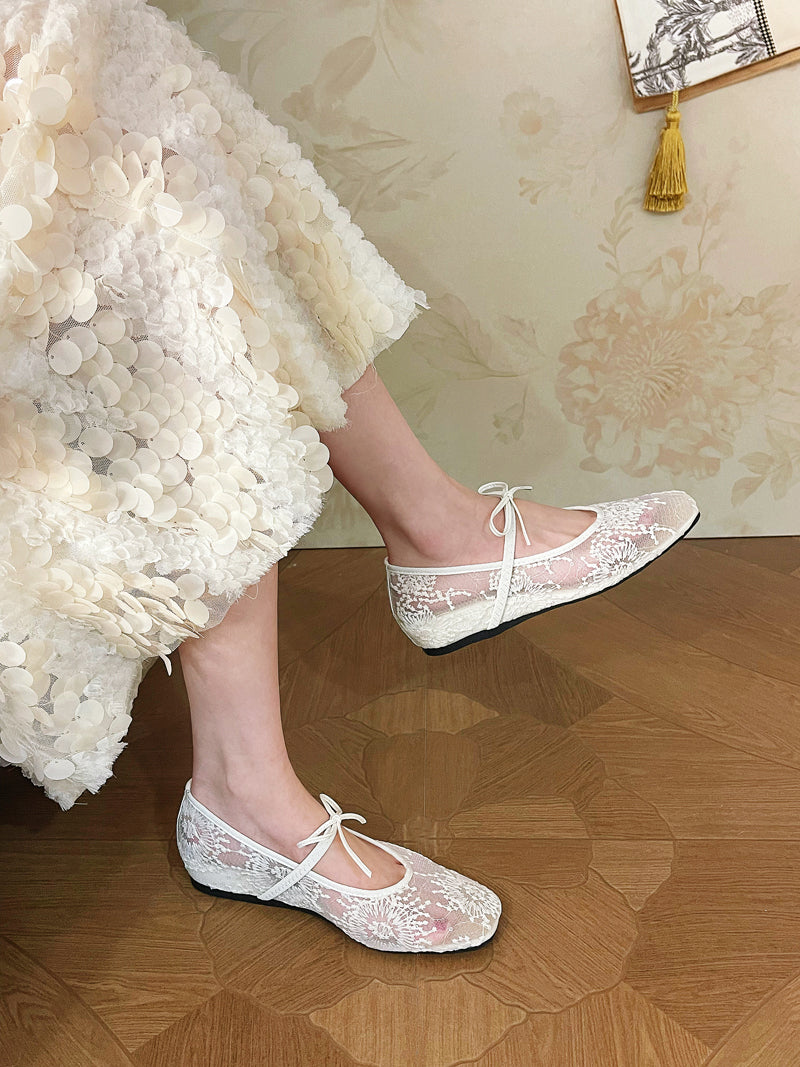 Lace Hollow Bowknot Shoes_BDHL7456