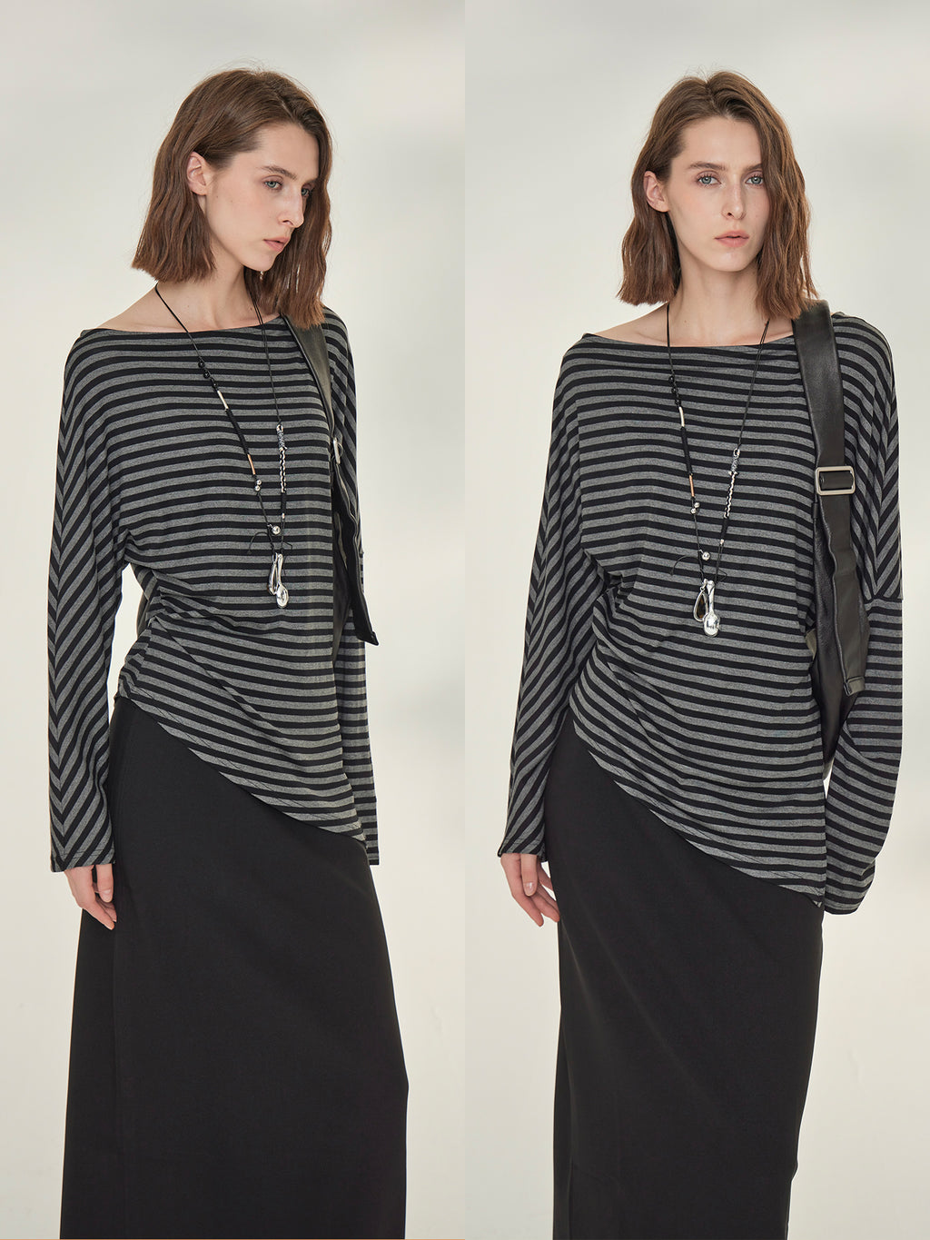 Striped Tops Or Stretch Slim Skirt_BDHL7739