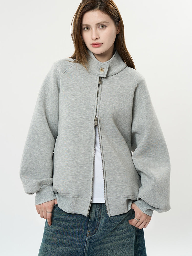 Zip Stand Collar Sweatshirt_BDHL6897