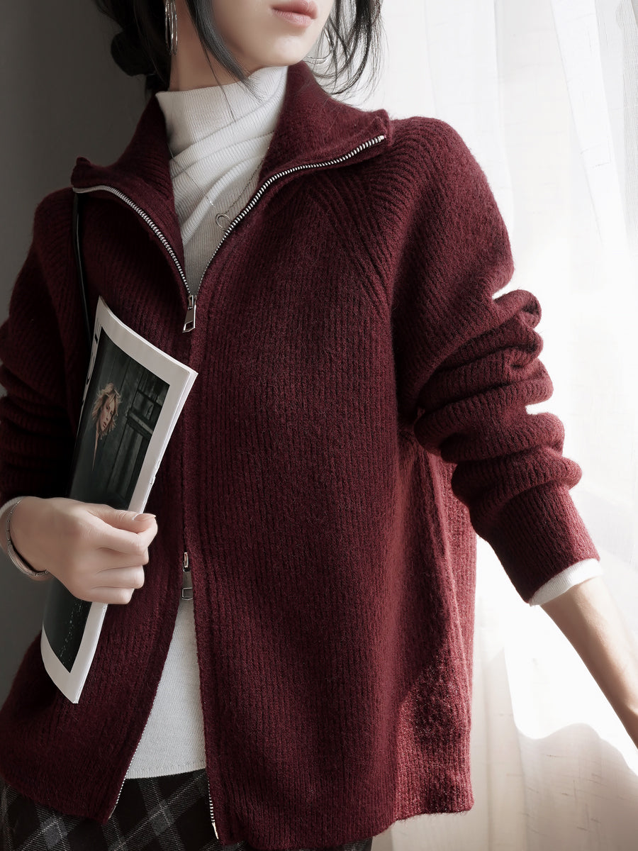 Zip-Up Knitted Cardigan_BDHL7935