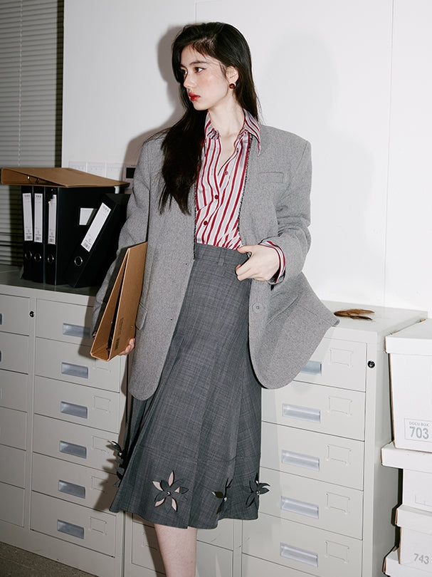 3D Hollow Pleated Skirt_BDHL6750