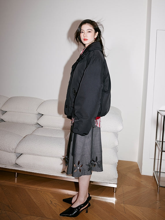 3D Hollow Pleated Skirt_BDHL6750