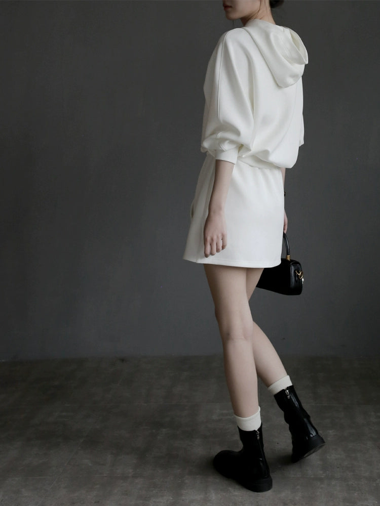 Hooded Sweatshirt Two Piece Tops or Skirt_BDHL7285