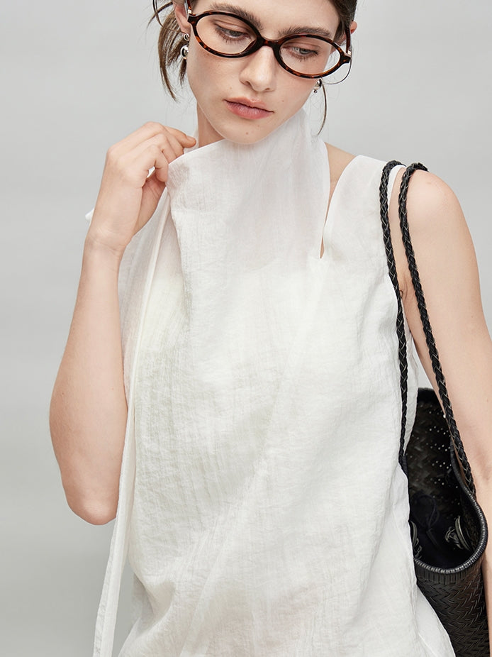 Ribbon Tie Sleeveless Tops Or Bud Skirt_BDHL7331