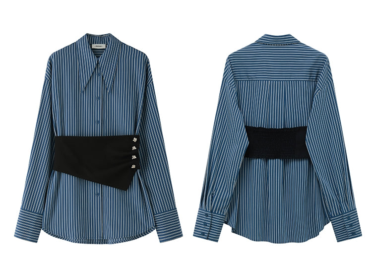 Stripe Waist Corset Shirt_BDHL8000