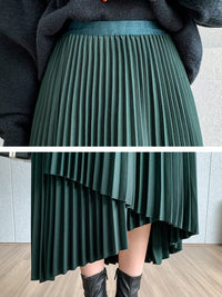 Irregular A-Line Pleated Skirt_BDHL7219