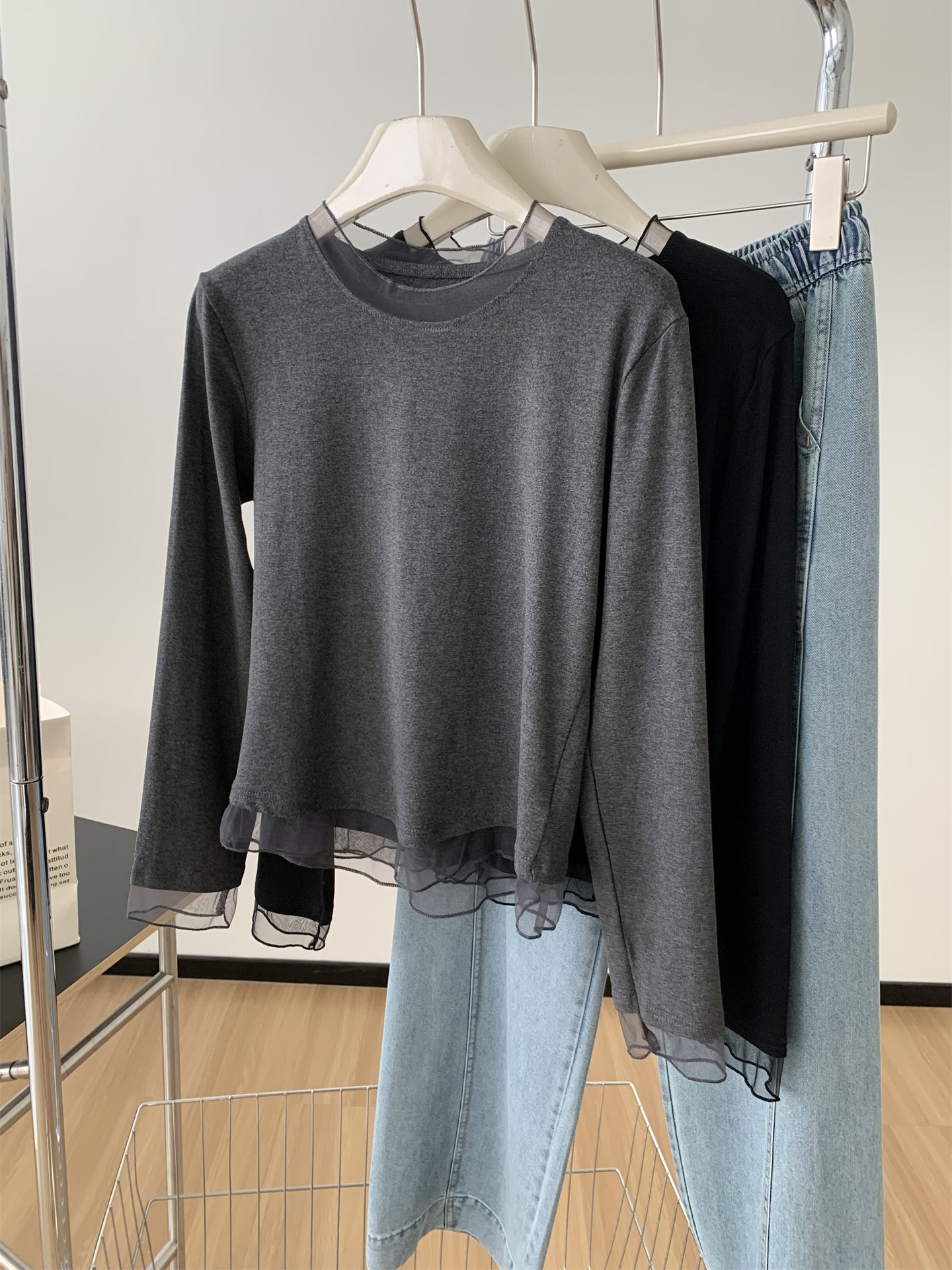 Mesh Round Neck Tops_BDHL8013