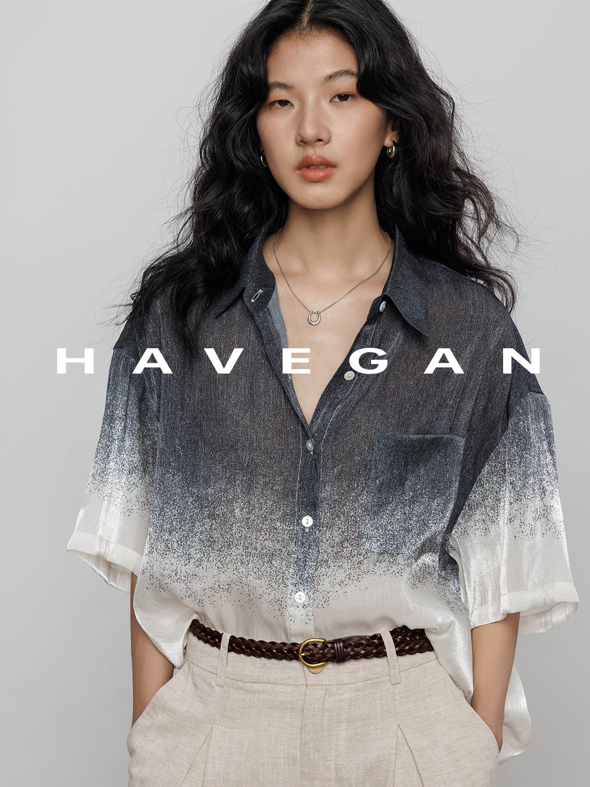 Gradation Print Short-Sleeved Shirt_BDHL7605