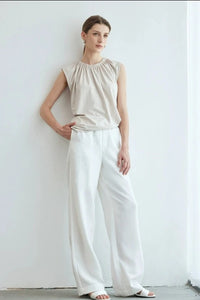 Press Pleated Sleeveless Tops_BDHL6144