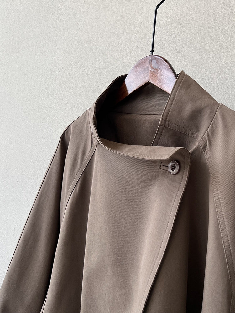 Retro Stand Collar Trench Coat_BDHL7126