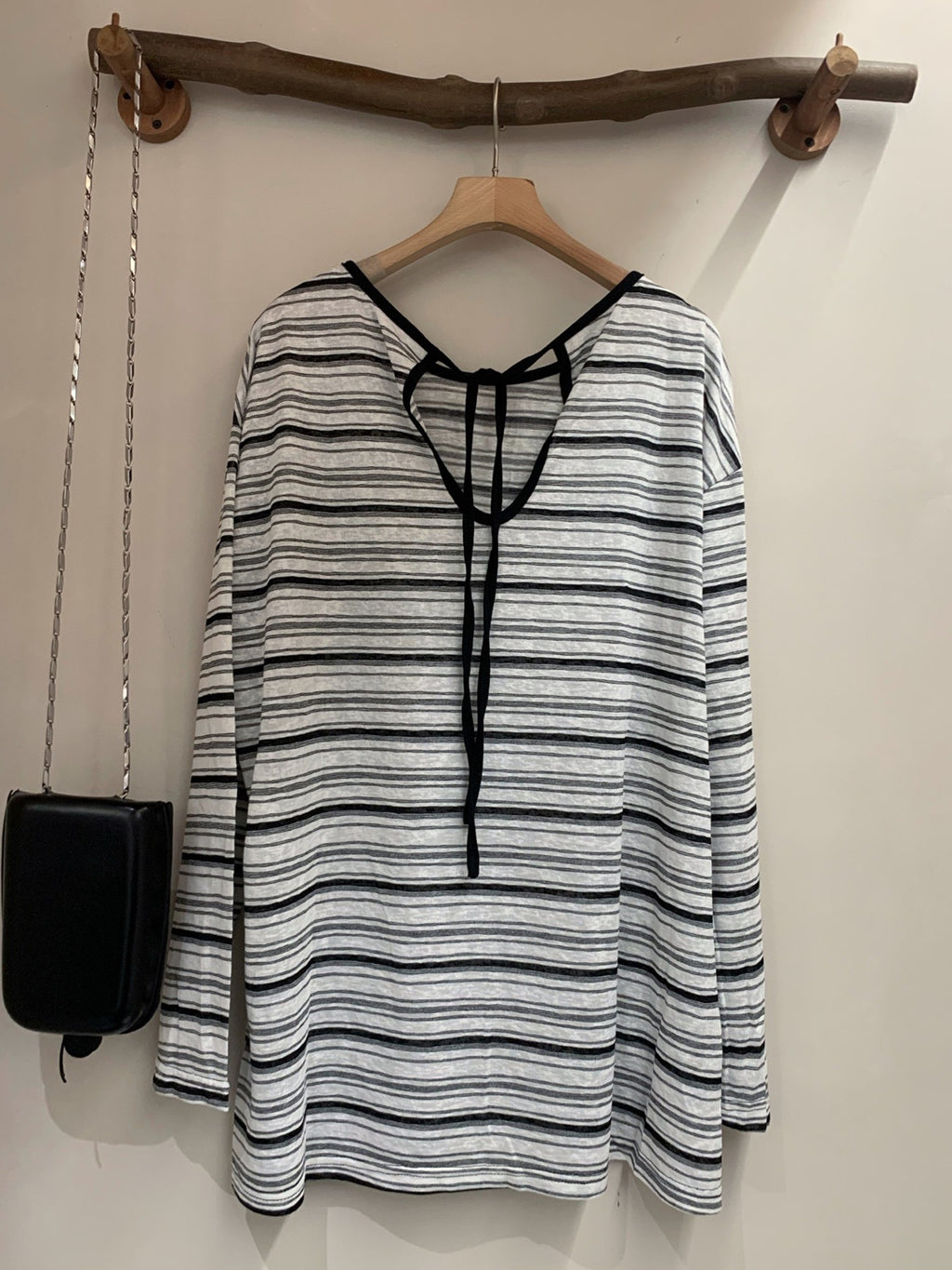 Back Tie Striped Tops_BDHL7613