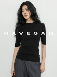 High Neck Slim Knit Tops_BDHL7230
