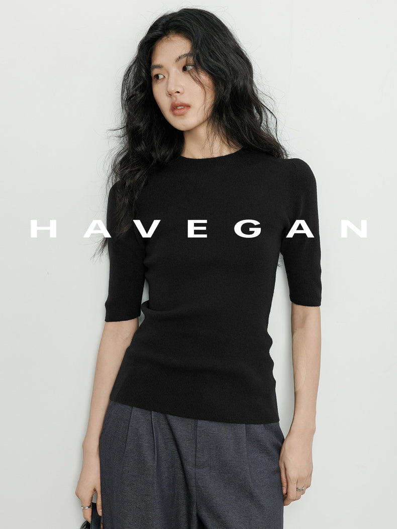 High Neck Slim Knit Tops_BDHL7230