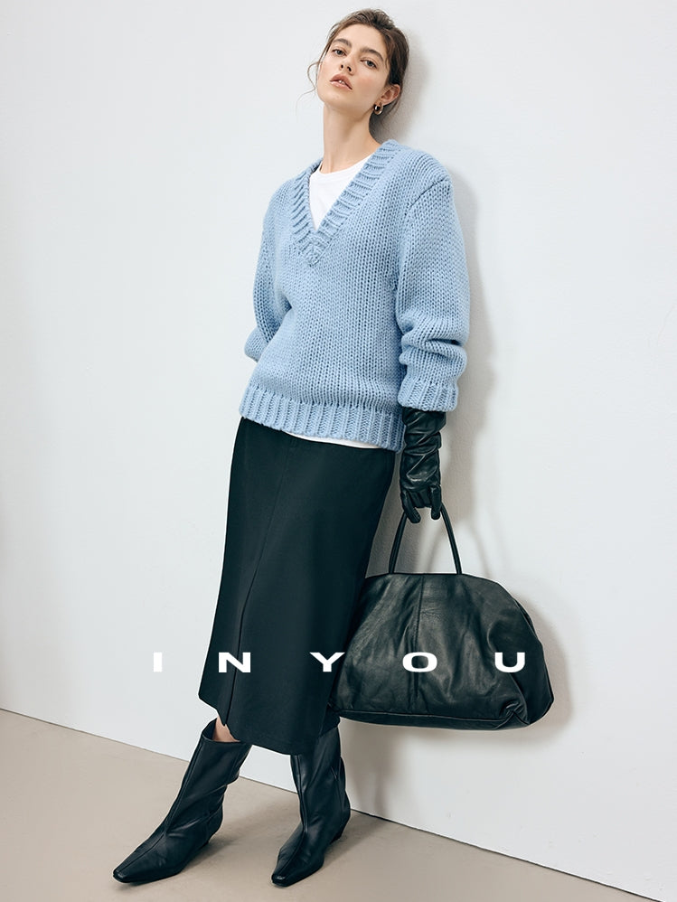 厚款V領針織上衣_BDHL7906