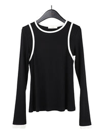 Contrast Faux Layered Tops_BDHL6438