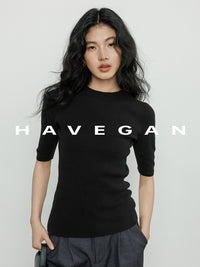 High Neck Slim Knit Tops_BDHL7230