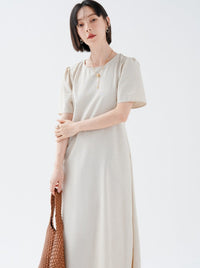 Round Neck Simple Dress_BDHL6227