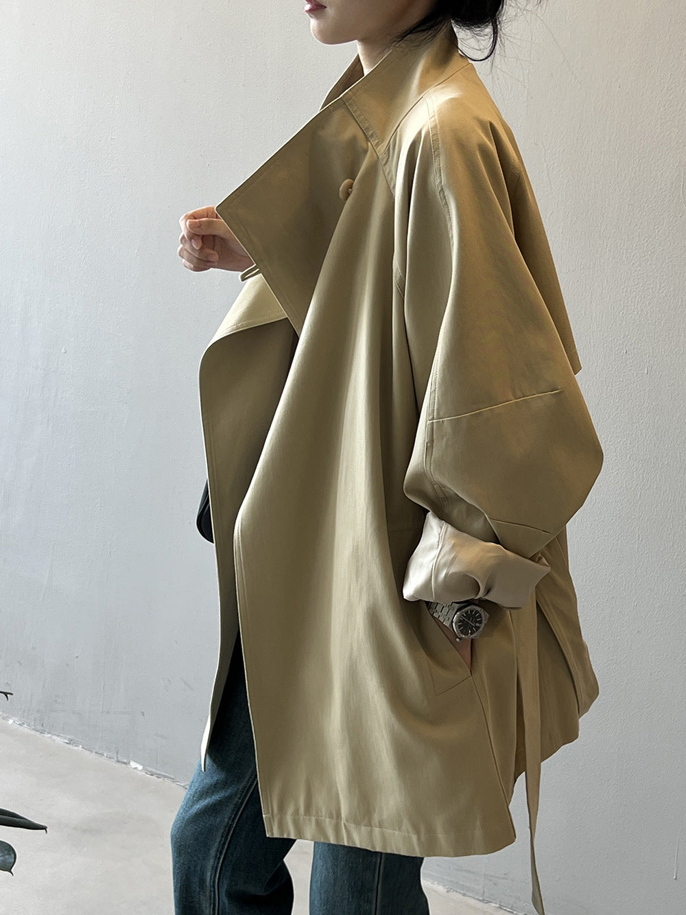 Retro Stand Collar Trench Coat_BDHL7126