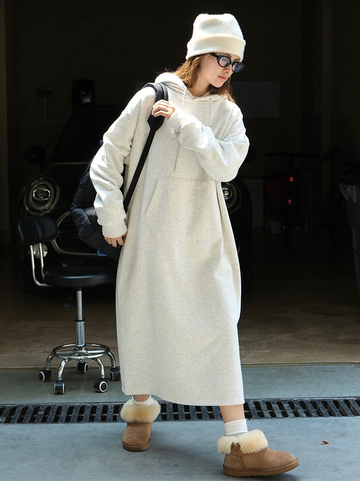 Hooded Sweatshirt Long Dress_BDHL6528