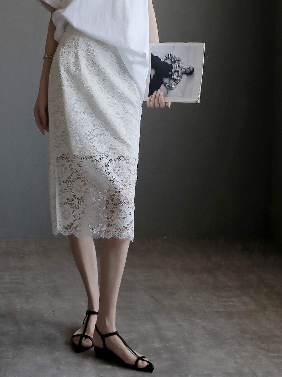 Round Neck Shirt And Fishtail Skirt Set_BDHL7635