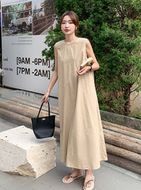 Back Hollow Sleeveless Dress_BDHL6226