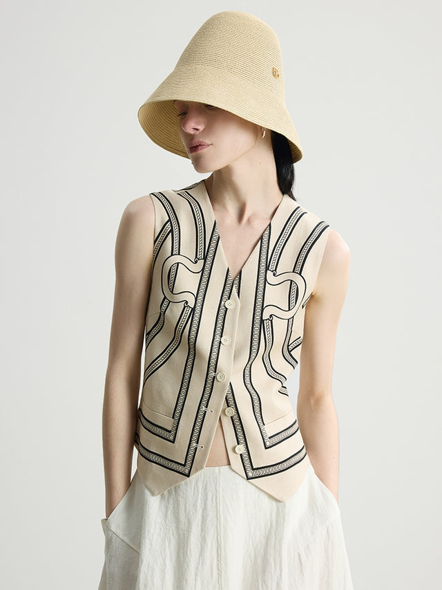 Printed Slim Vest Or Casual Pants_BDHL7485