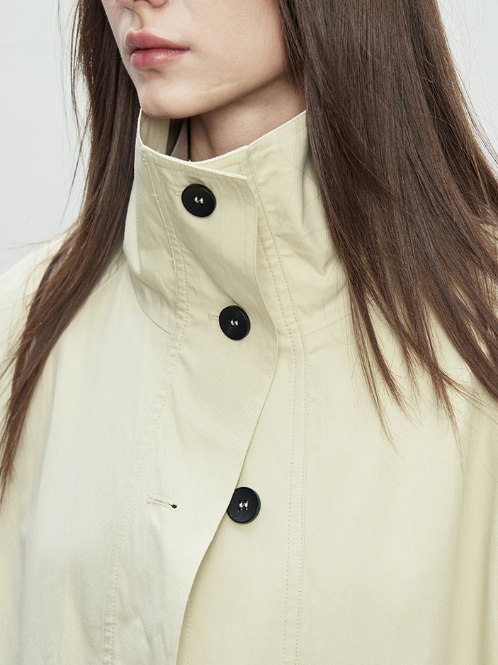 Stand Collar Simple Long Jacket_BDHL7087