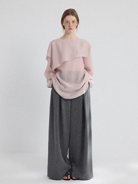 Asymmetrical Loose-Collar Blouse_BDHL8155