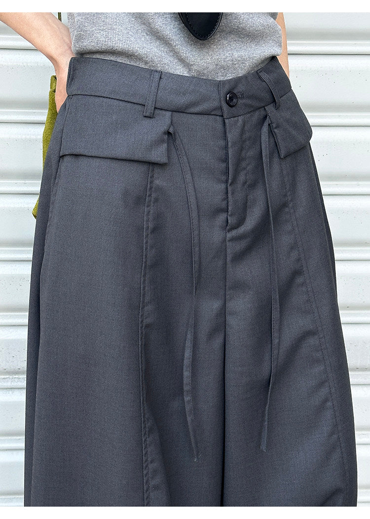 Double Layered Drawstring Wide Leg Drape Pants_BDHL8261