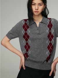 Polo Collar Argyle Knit_BDHL6885