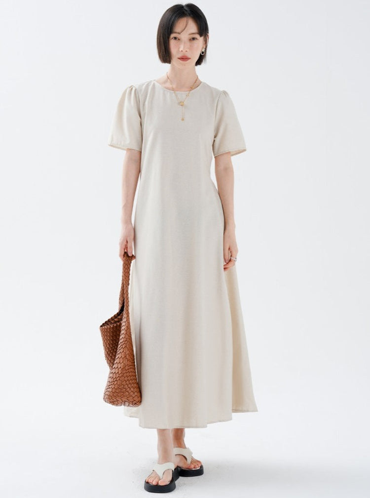 Round Neck Simple Dress_BDHL6227