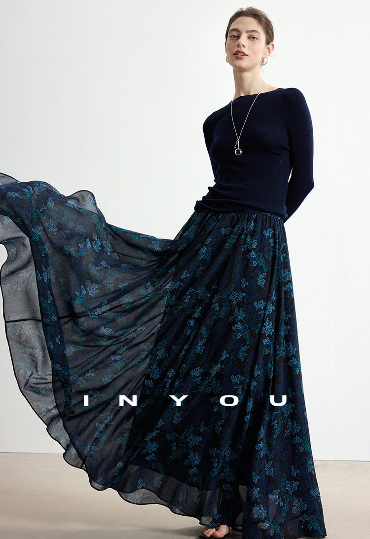 Print Design Loose-Fit Maxi Skirt_BDHL7750