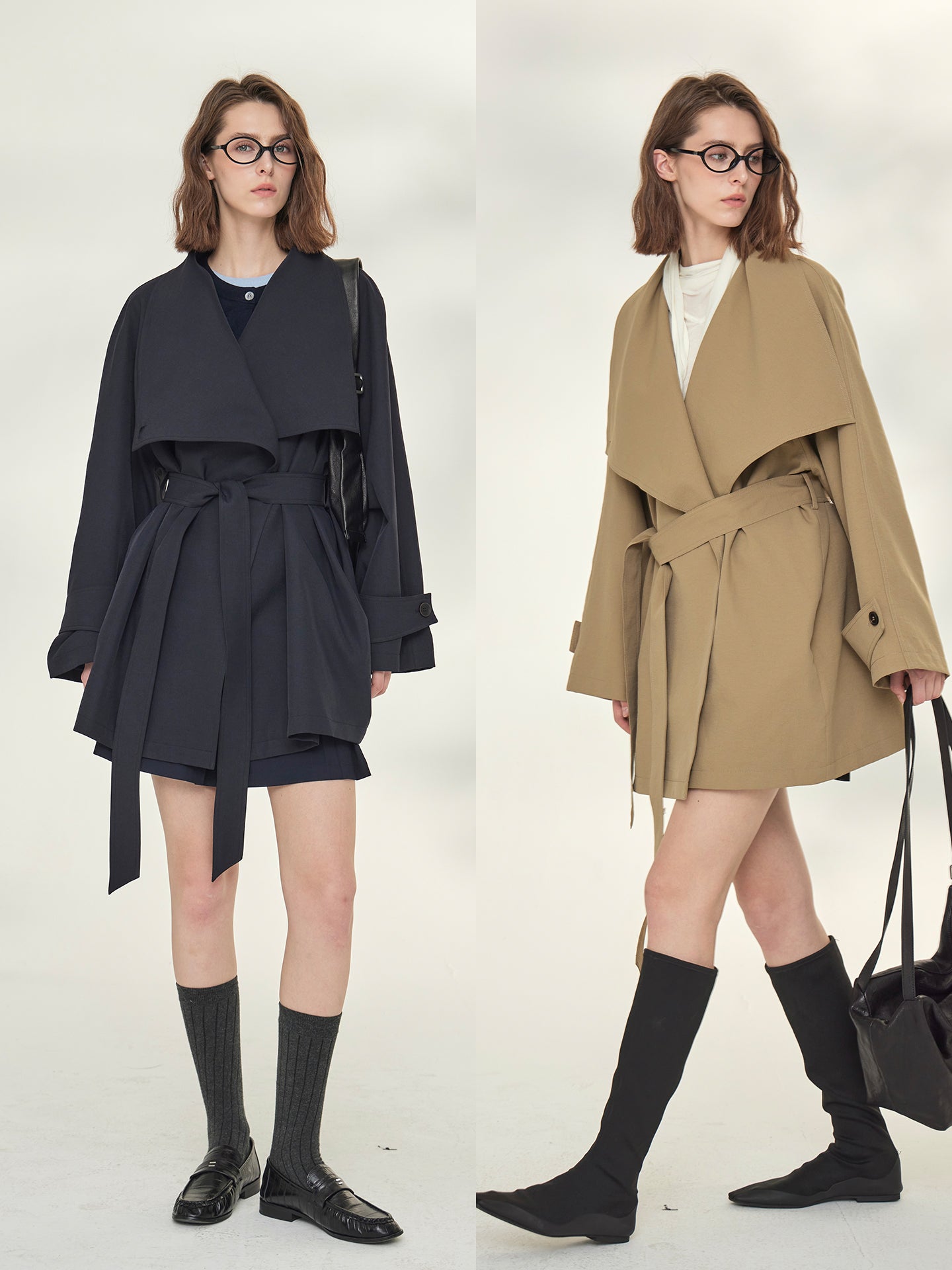 Tide Drawstring Short Trench Coat_BDHL7735