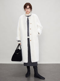 Round Collar Fur Mid-Length Jacket_BDHL6702