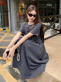 Loose Shoulder Draped Dress_BDHL6229