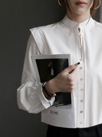 Stand Collar Shoulder Design Shirt_BDHL7015