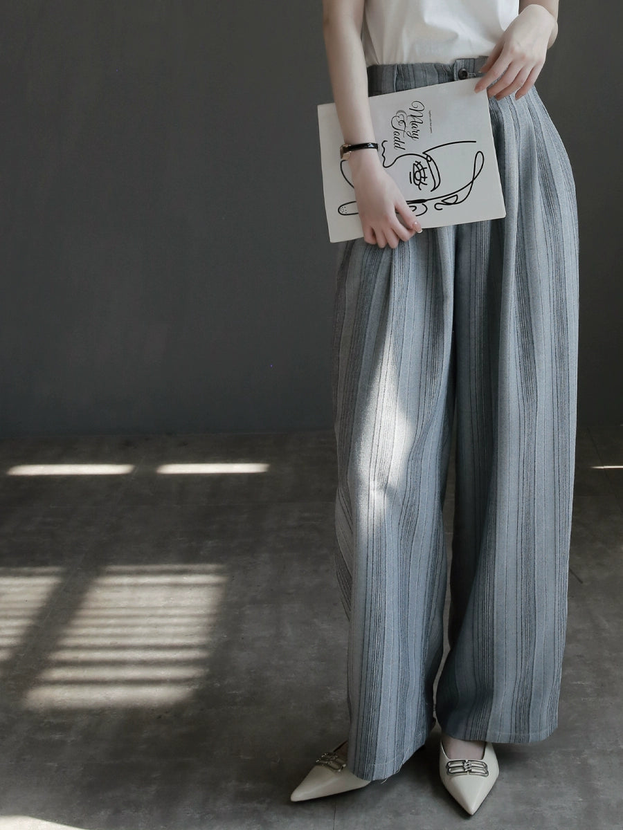 Three-Dimensional Striped Drape Wide-leg Pants_BDHL7286