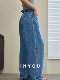 Wide Leg Draped Jeans Pants_BDHL6019