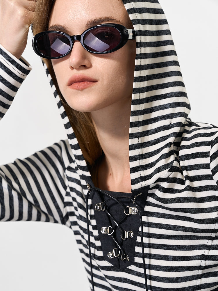 Striped Hooded Slim-Fit Sweatshirt_BDHL7002