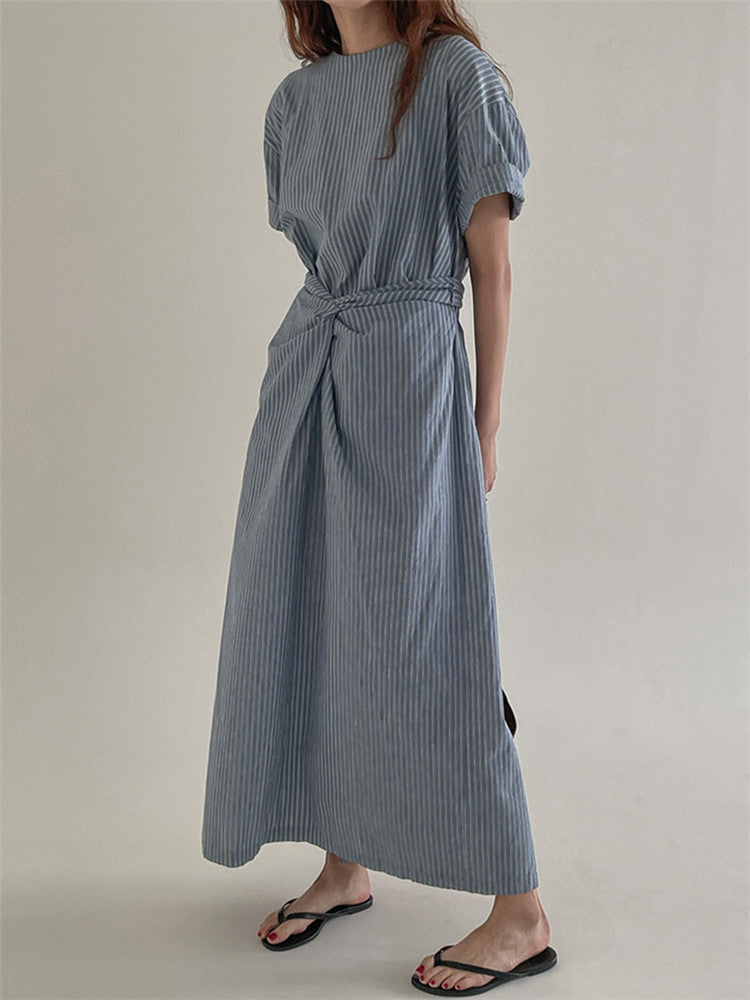Waist Cross Stripe Dress_BDHL7554