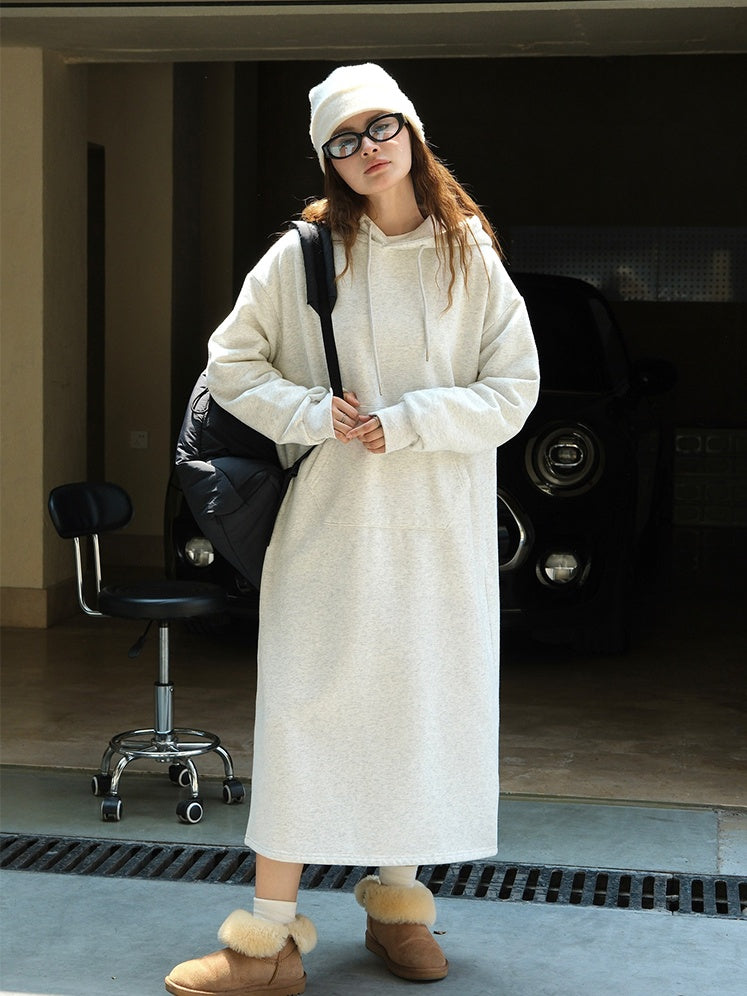 Hooded Sweatshirt Long Dress_BDHL6528