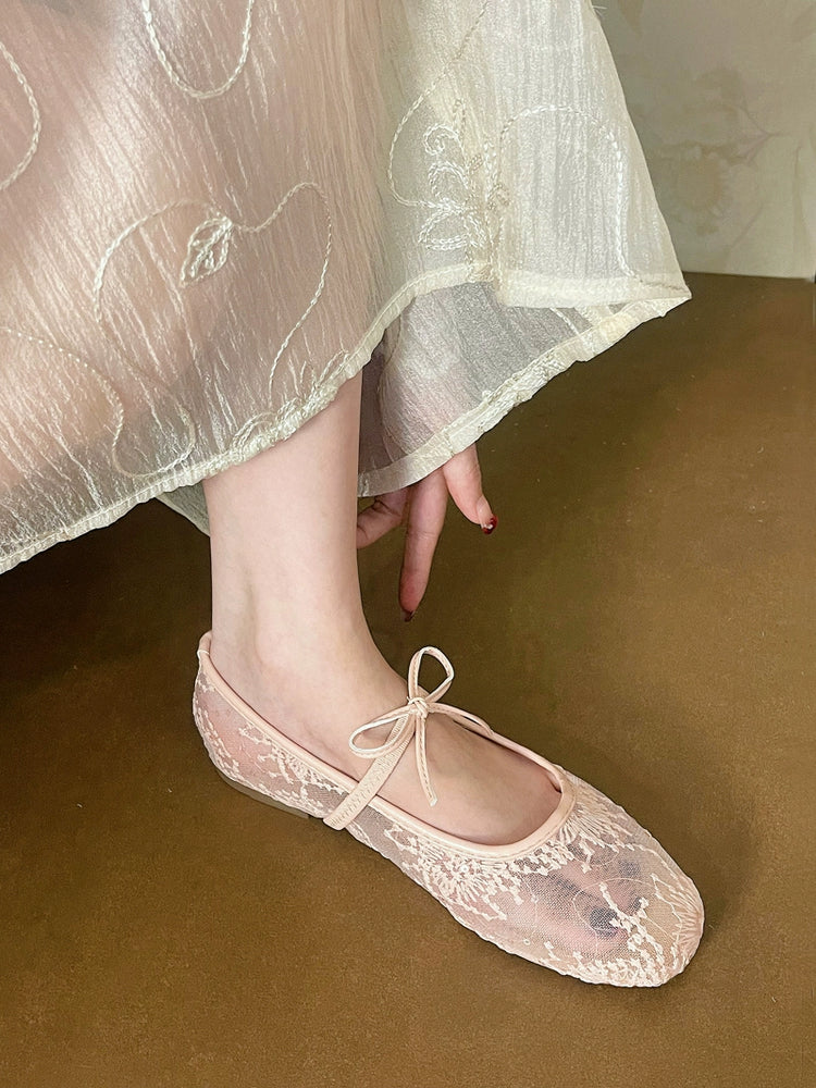 Lace Hollow Bowknot Shoes_BDHL7456
