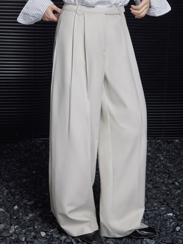 Beige Loose Wide-Leg Pants_BDHL6364