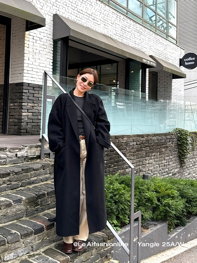 Black Relaxed-Fit Long Coat_BDHL7920