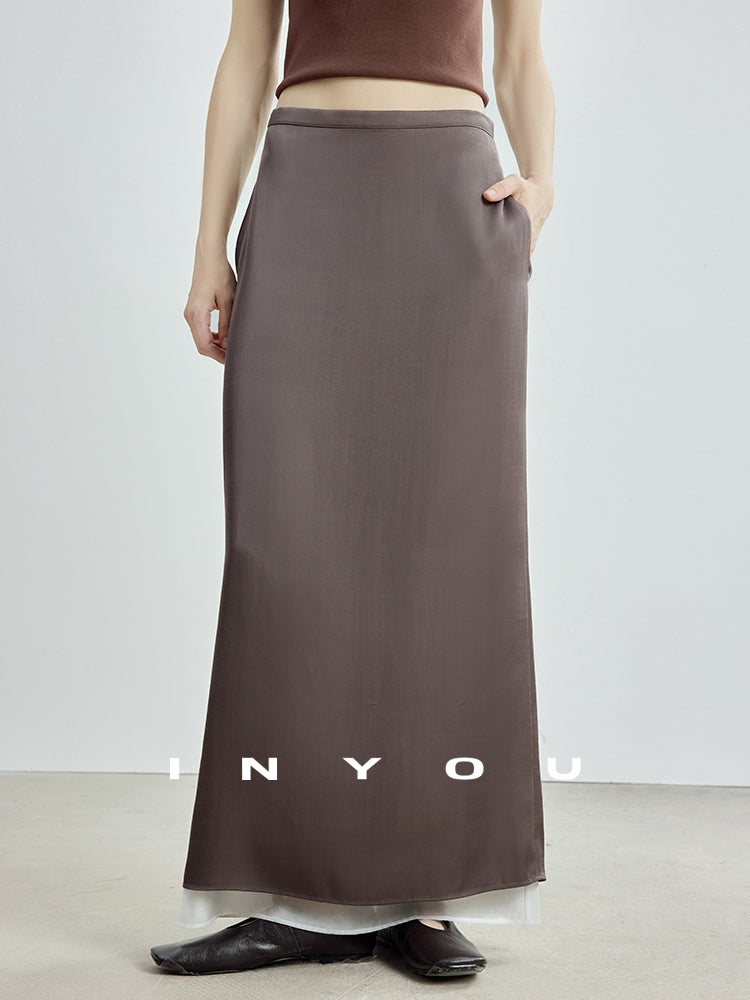 Double-Layer Back Slit Skirt_BDHL7718